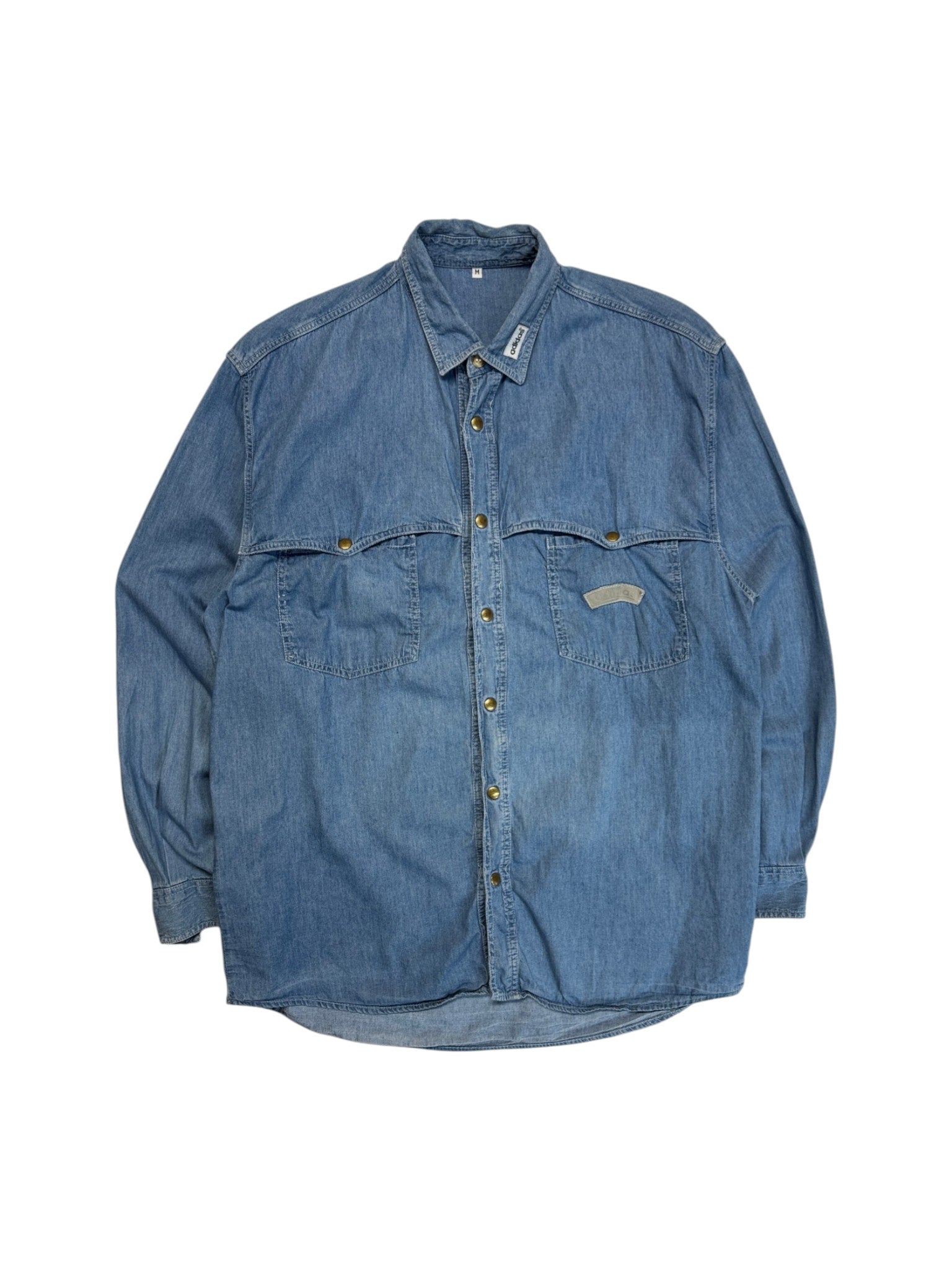 80s Adidas Jeanshemd Snap Button Blau M