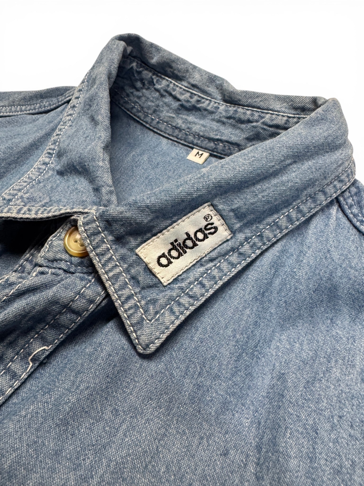 80s Adidas Jeanshemd Snap Button Blau M