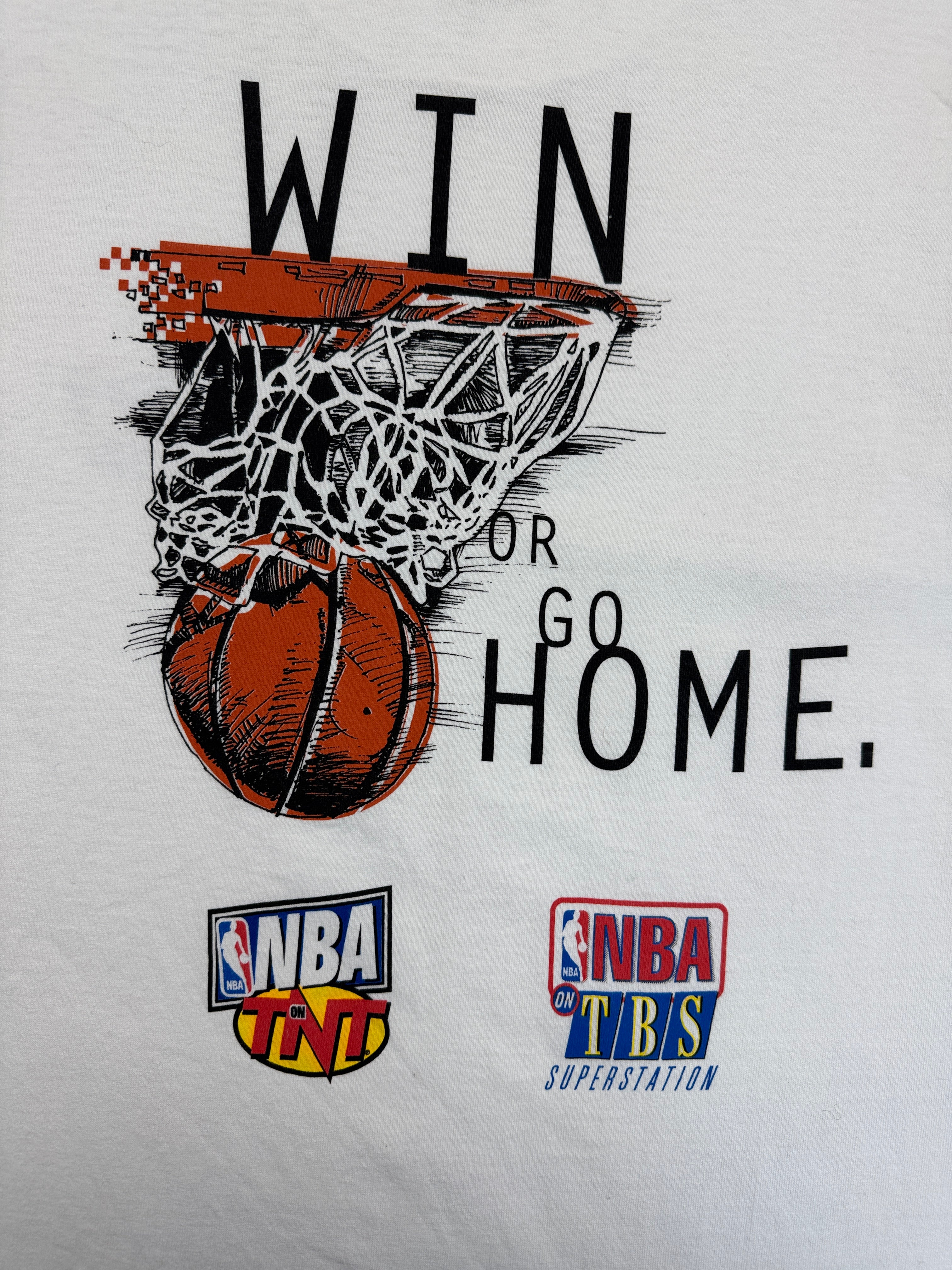 Vintage Fruit Of The Loom Shirt 1998 NBA Playoffs "win or go home" Single Stitch Made In USA Weiß XL