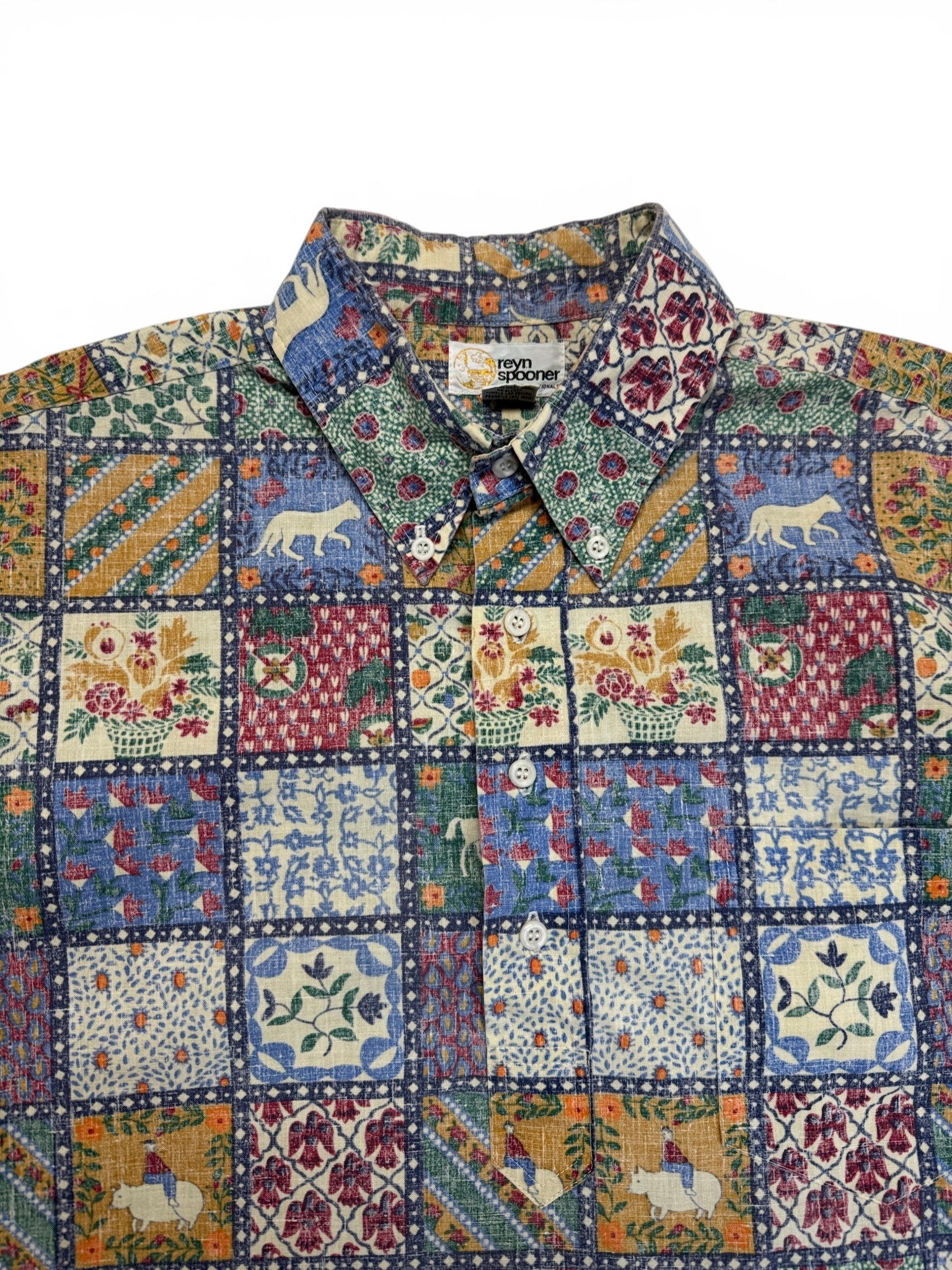 80s Reyn Spooner Hemd Patchwork Print Bunt L