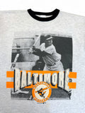 Vintage Garan Inc. Shirt 1991 MLB Baltimore Oriols Photo Print Single Stitch Made In USA Heather Grau XL