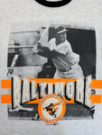 Vintage Garan Inc. Shirt 1991 MLB Baltimore Oriols Photo Print Single Stitch Made In USA Heather Grau XL