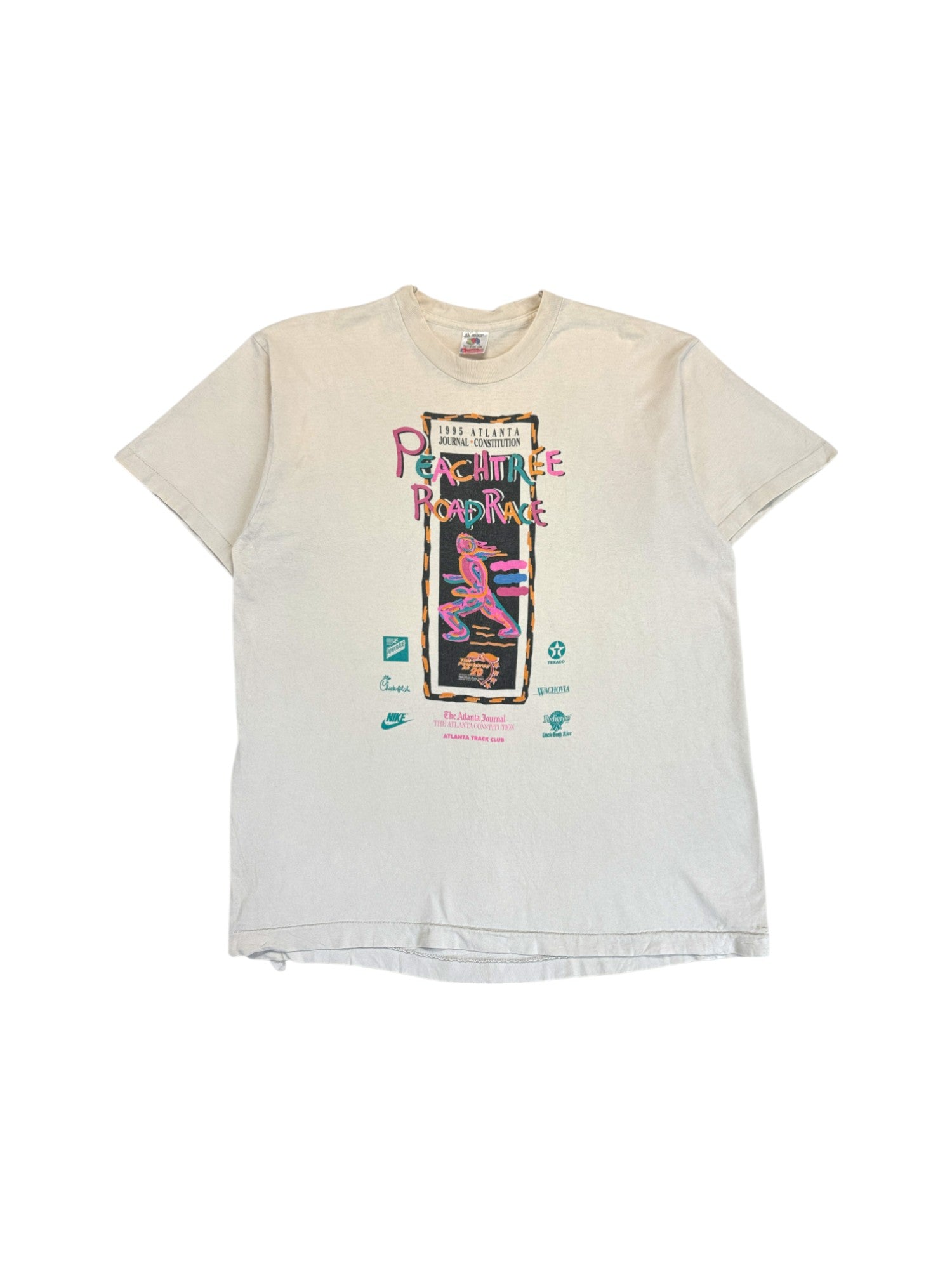 Vintage Fruit Of The Loom Shirt 1995 Peachtree Road Race Atlanta Single Stitch Made In USA Weiß XL