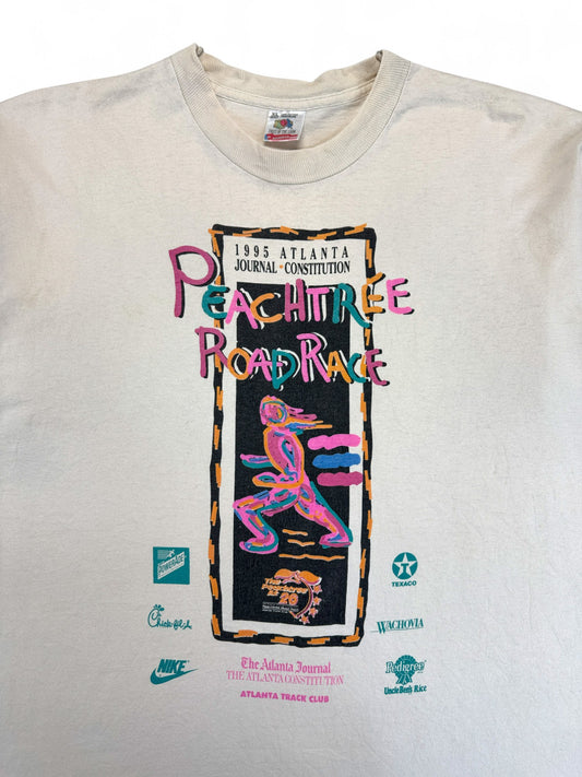Vintage Fruit Of The Loom Shirt 1995 Peachtree Road Race Atlanta Single Stitch Made In USA Weiß XL