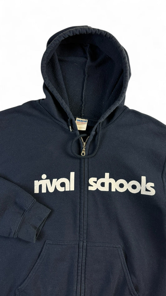 Gildan Zip Hoodie 00s Rival Schools Punk Merch Dunkelblau S