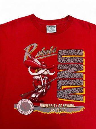 Vintage Campri Shirt 90s UNLV Rebels University Of Nevada Single Stitch Made In USA Rot XL