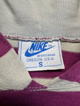 Vintage Nike Hoodie 80s "Rugby" Made In Spain Gestreift Grau Lila S