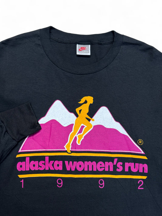 Vintage Nike Longsleeve 1992 Alaska Womens's Run Made In USA Single Stitch Schwarz L