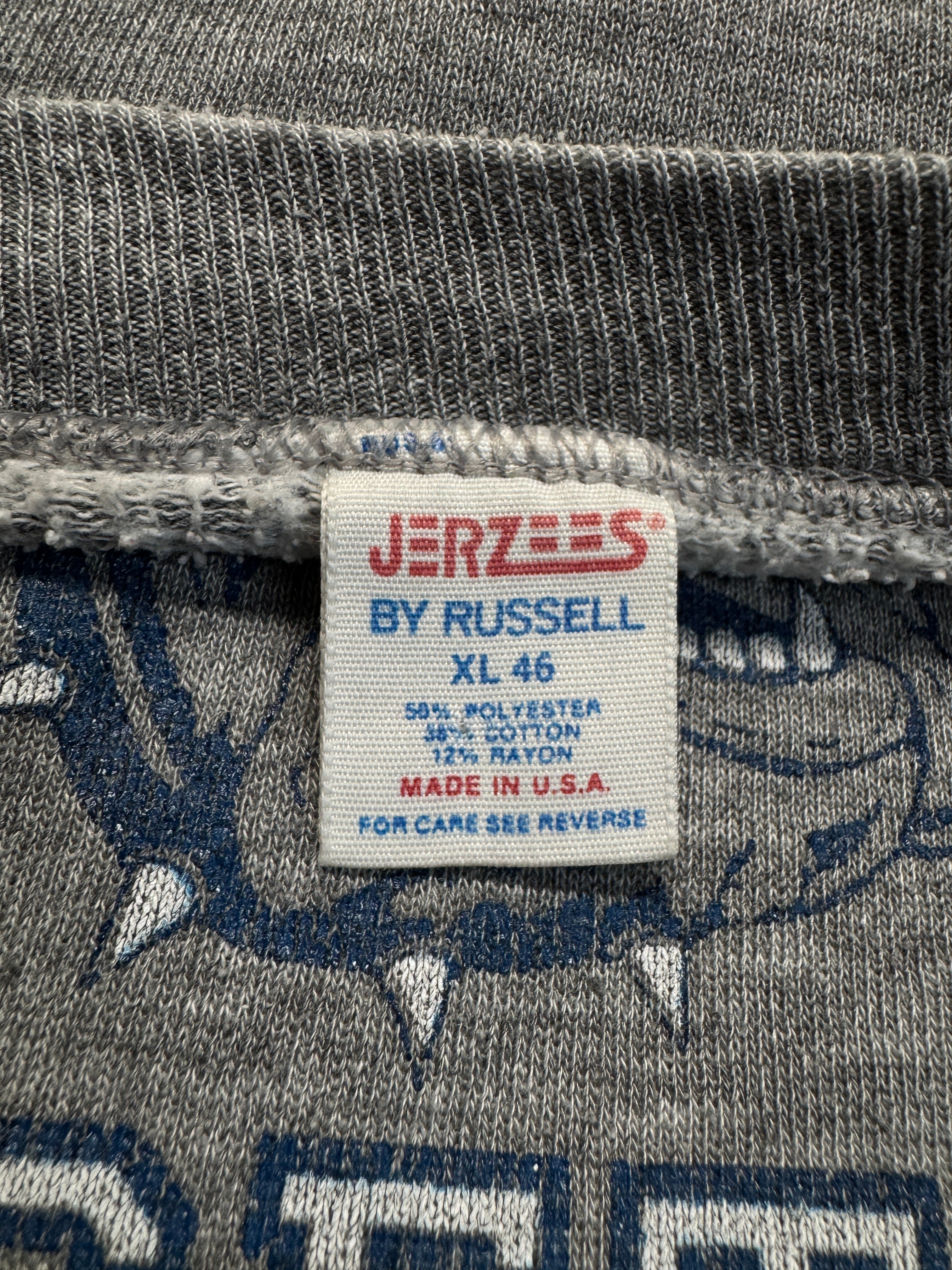 Vintage Jerzees By Russell Raglan Sweater 80s 50/50 Georgetown University Made In USA Grau L-XL