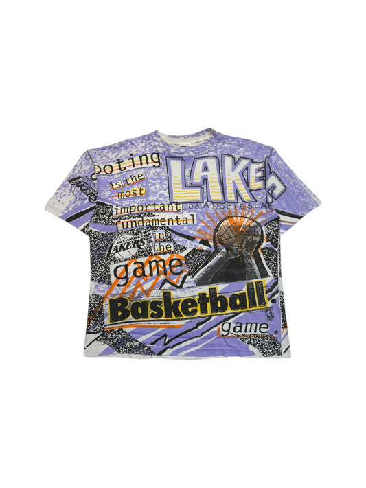 Rare! Vintage Magic Johnson Shirt 90s LA Lakers NBA AOP Made In USA Single Stitch Bunt XL
