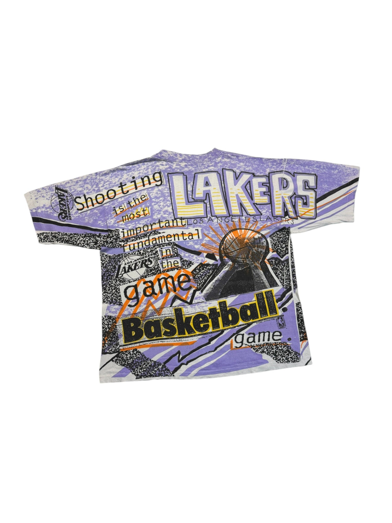 Rare! Vintage Magic Johnson Shirt 90s LA Lakers NBA AOP Made In USA Single Stitch Bunt XL