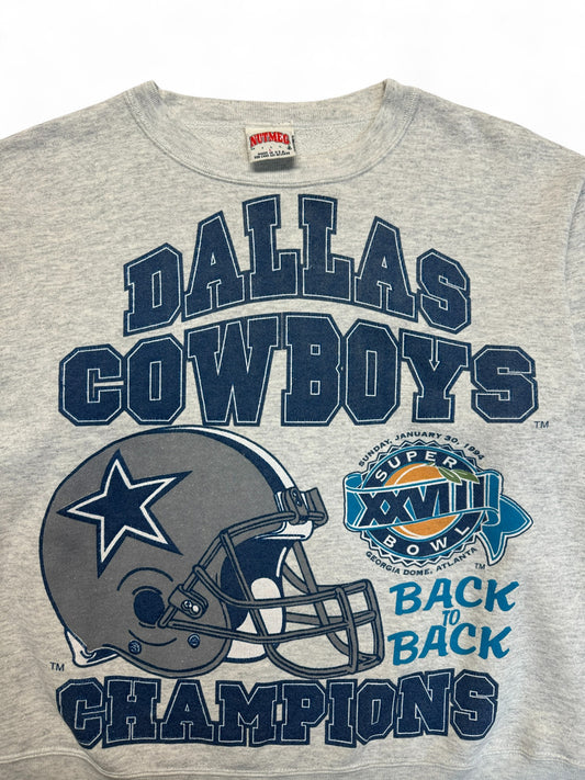 Vintage Nutmeg Sweater Super Bowl 1994 Dallas Cowboys Made In USA Grau M-L