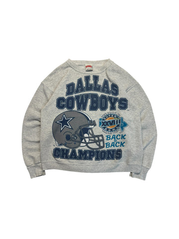 Vintage Nutmeg Sweater Super Bowl 1994 Dallas Cowboys Made In USA Grau M-L