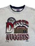 Vintage Trench Shirt 1993 Denver Nuggets Double Sleeve Made In USA Single Stitch Heather Grau XL