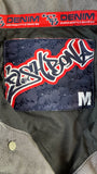 Vintage Fishbone Jacke Late 90s Y2K Coated Denim Metallic Glänzend Silber M