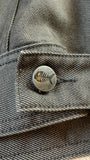 Vintage Fishbone Jacke Late 90s Y2K Coated Denim Metallic Glänzend Silber M