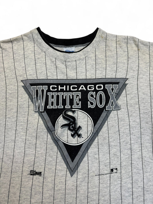 Vintage Salem Shirt 1992 Chicago White Sox Made In USA Gestreift Grau XL