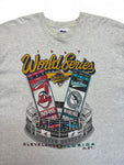 Vintage Pro Player Shirt 1997 World Series Cleveland Indians vs. Florida Marlins Made In USA Single Stitch Heather Grau XXL