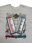 Vintage Pro Player Shirt 1997 World Series Cleveland Indians vs. Florida Marlins Made In USA Single Stitch Heather Grau XXL