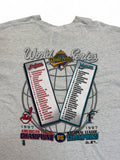 Vintage Pro Player Shirt 1997 World Series Cleveland Indians vs. Florida Marlins Made In USA Single Stitch Heather Grau XXL