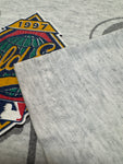 Vintage Pro Player Shirt 1997 World Series Cleveland Indians vs. Florida Marlins Made In USA Single Stitch Heather Grau XXL