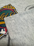 Vintage Pro Player Shirt 1997 World Series Cleveland Indians vs. Florida Marlins Made In USA Single Stitch Heather Grau XXL