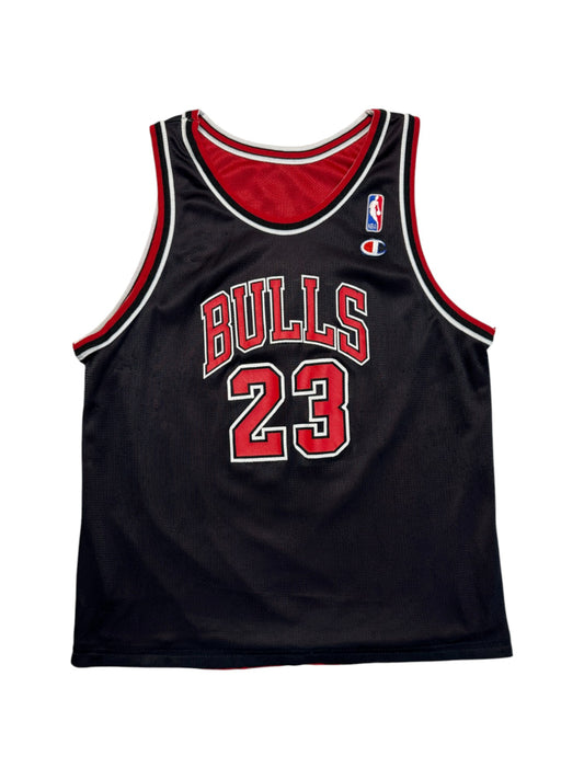 Vintage Champion Jersey 90s Reversible Chicago Bulls #23 Jordan Rot Schwarz (Kids XL 18-20) S-M
