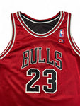 Vintage Champion Jersey 90s Reversible Chicago Bulls #23 Jordan Rot Schwarz (Kids XL 18-20) S-M