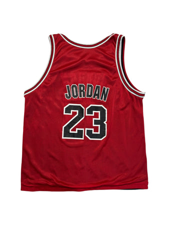 Vintage Champion Jersey 90s Reversible Chicago Bulls #23 Jordan Rot Schwarz (Kids XL 18-20) S-M