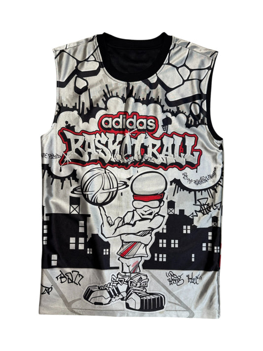 Adidas Jersey 2003 Basketball Print Reversible Weiß Schwarz M-L