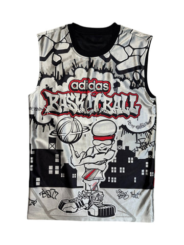 Adidas Jersey 2003 Basketball Print Reversible Weiß Schwarz M-L