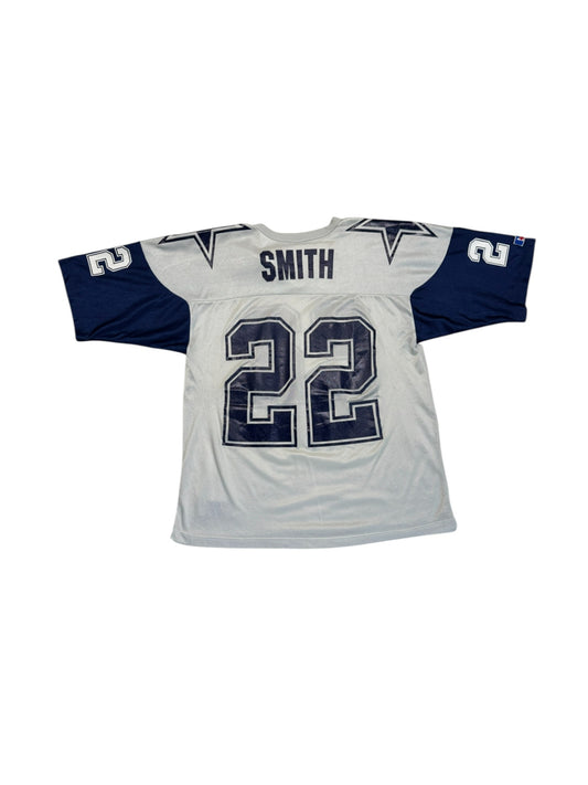 Vintage Russell Athletic Jersey 90s NFL Dallas Cowboys Emmitt Smith #22 Made In USA Grau 44 M-L