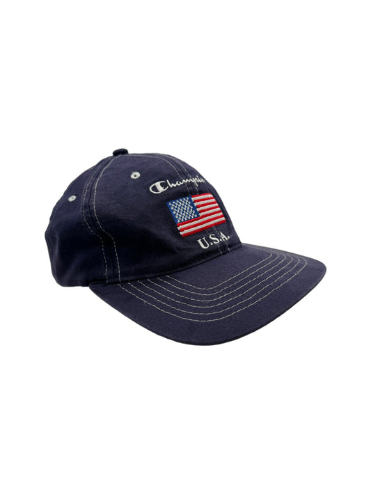 Vintage Champion Cap USA Flag Navy One Size