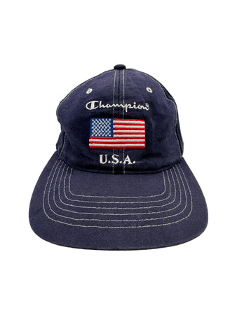 Vintage Champion Cap USA Flag Navy One Size