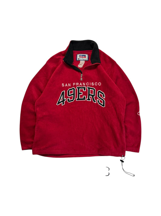 Vintage Champion Pro Line Fleecejacke 90s Halfzip San Francisco 49ers Rot L-XL