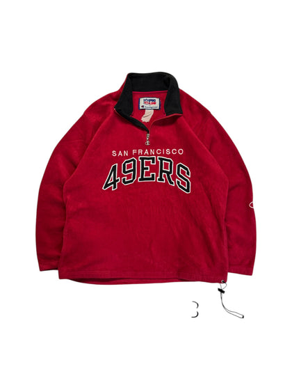 Vintage Champion Pro Line Fleecejacke 90s Halfzip San Francisco 49ers Rot L-XL