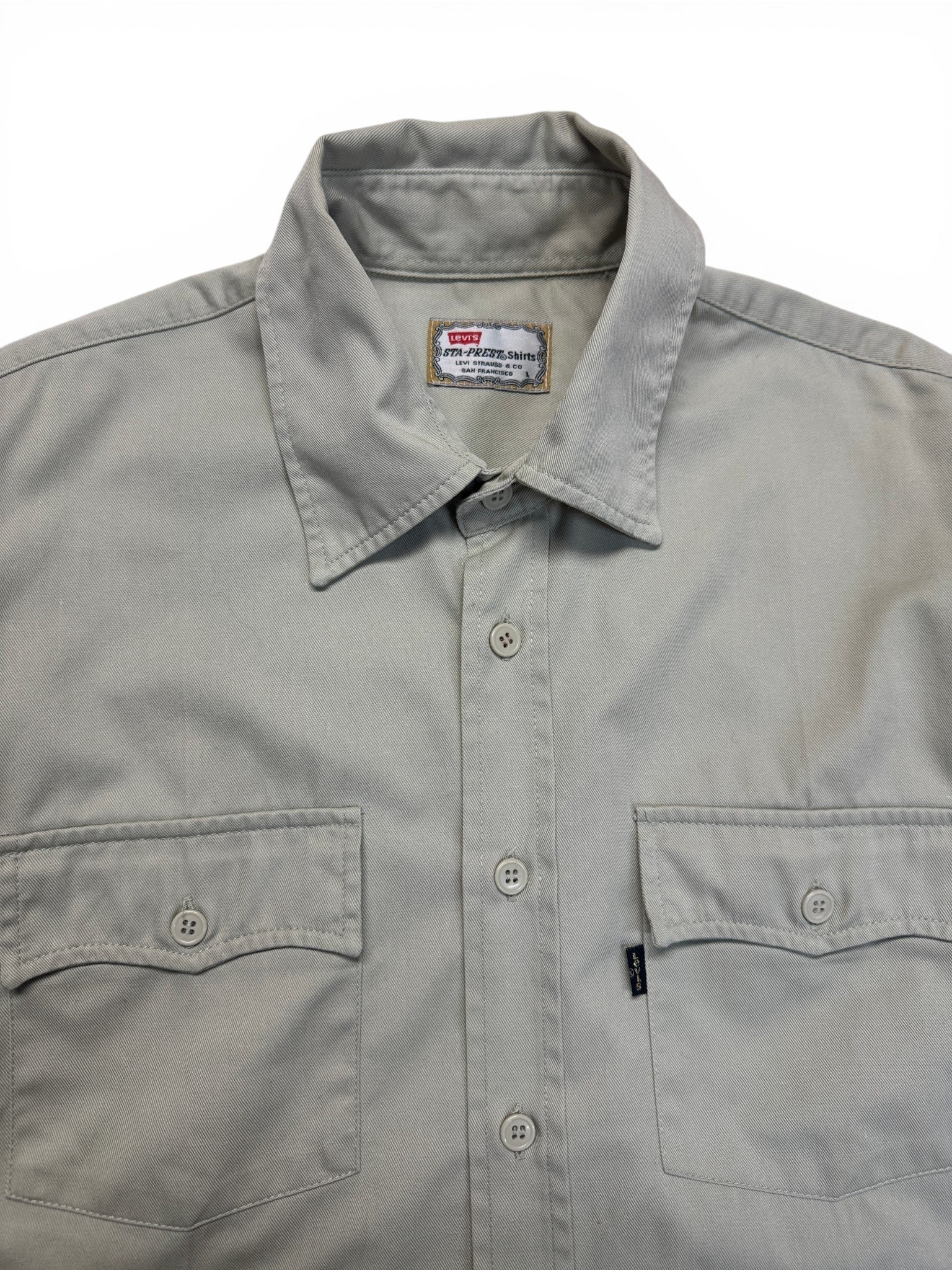 90s Levis Sta-Prest Utility Hemd Black Tab Braun L