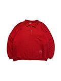 Vintage Fruit Of The Loom Sweater Mit Polokragen 80s Blank Rot M