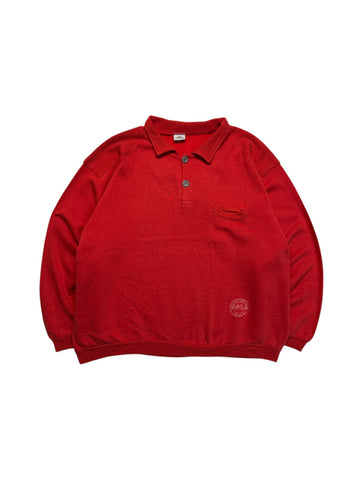Vintage Fruit Of The Loom Sweater Mit Polokragen 80s Blank Rot M