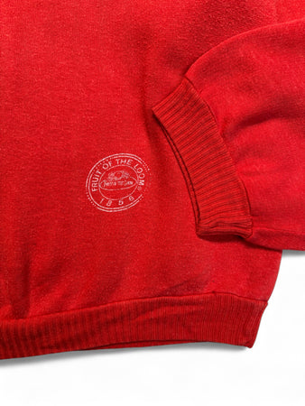 Vintage Fruit Of The Loom Sweater Mit Polokragen 80s Blank Rot M