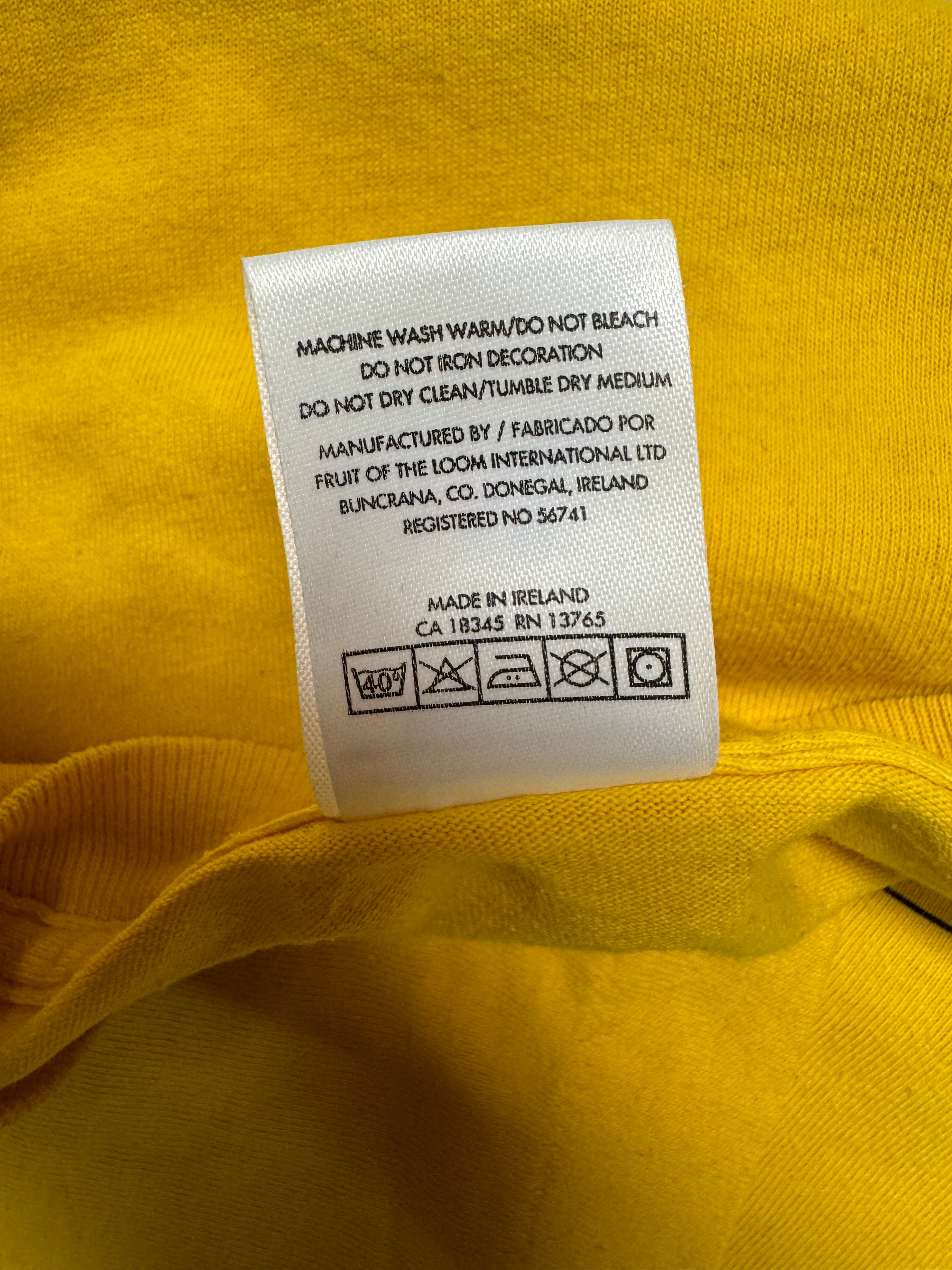 Vintage Fruit Of The Loom Shirt 90s Blank Made In Ireland Single Stitch Gelb S
