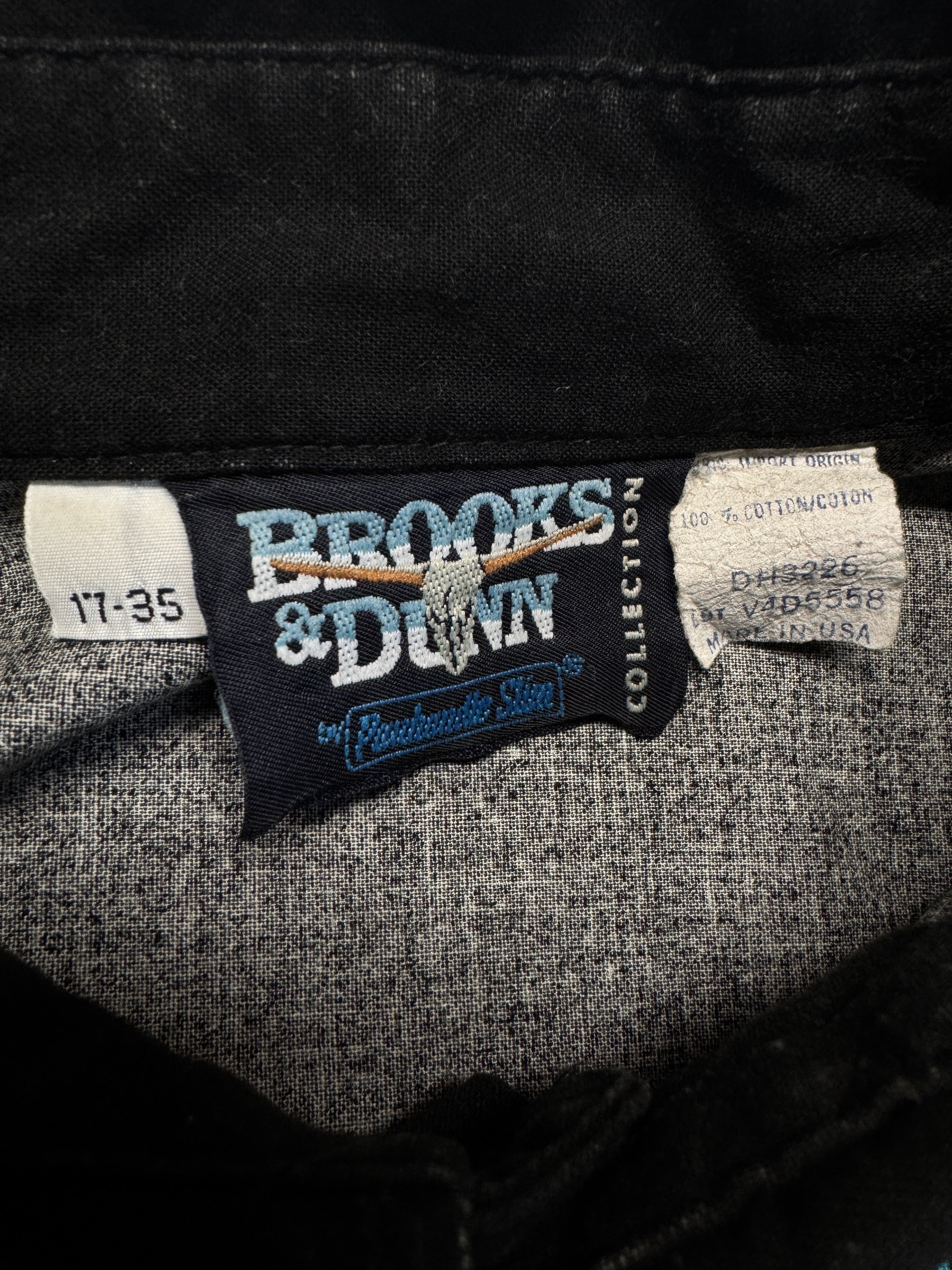 80s Brooks & Dunn Hemd Flame Print Made In USA Weiß Schwarz M-L