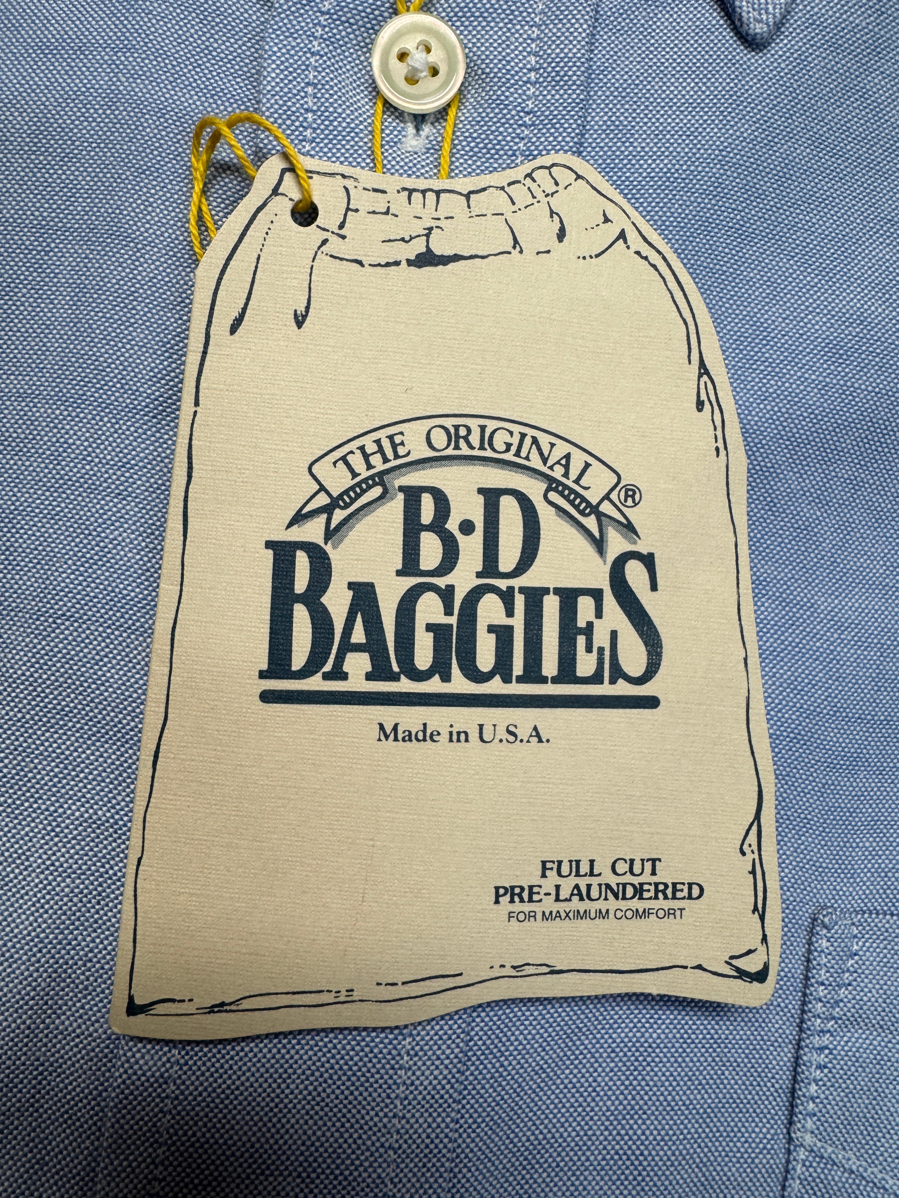 90s BD Baggies Hemd Deadstock Button Down Made In USA Hellblau XL