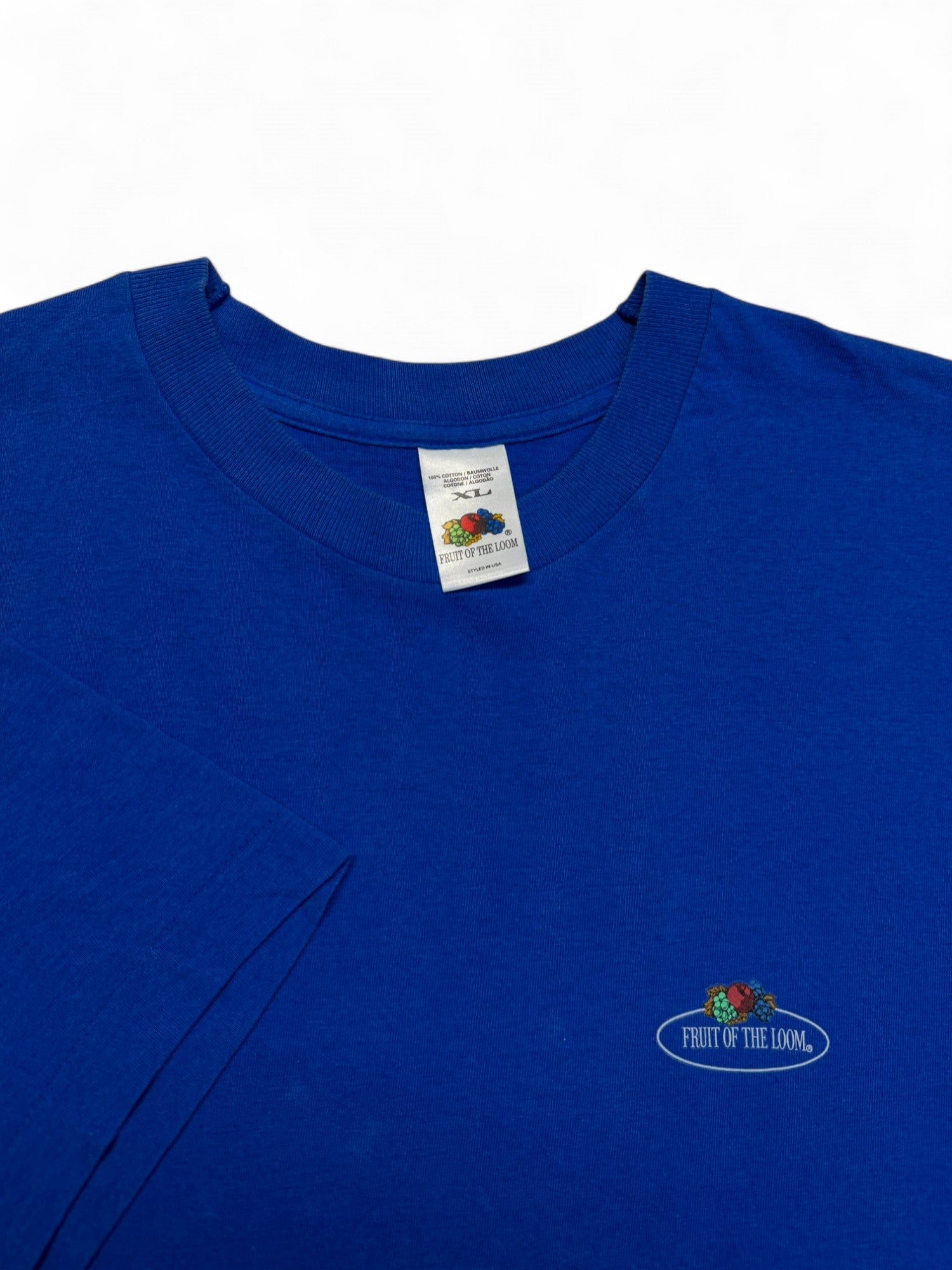 Vintage Fruit Of The Loom Shirt 90s Blank Single Stitch Made In Ireland Blau XL
