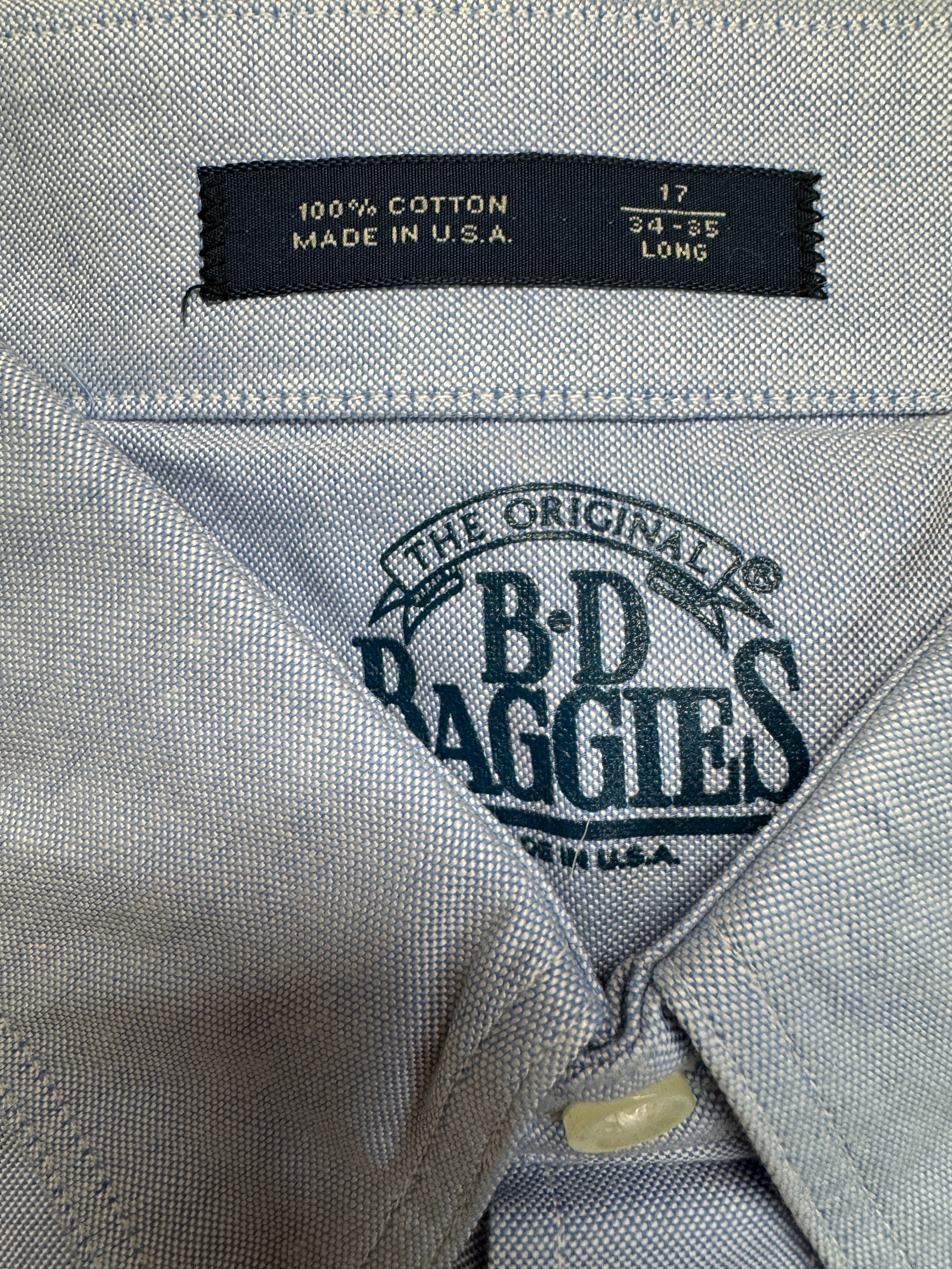 90s BD Baggies Hemd Deadstock Button Down Made In USA Hellblau XL