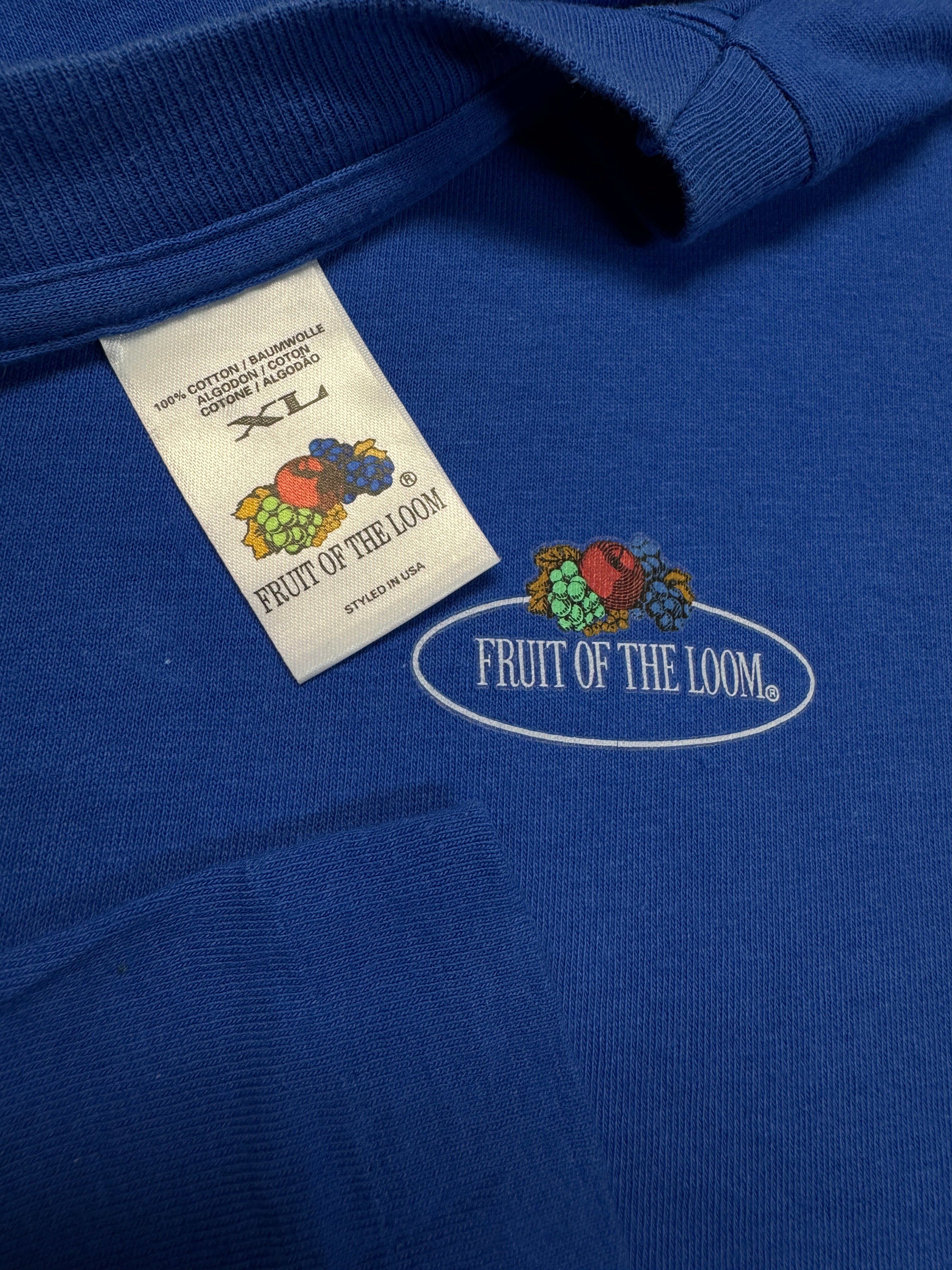Vintage Fruit Of The Loom Shirt 90s Blank Single Stitch Made In Ireland Blau XL