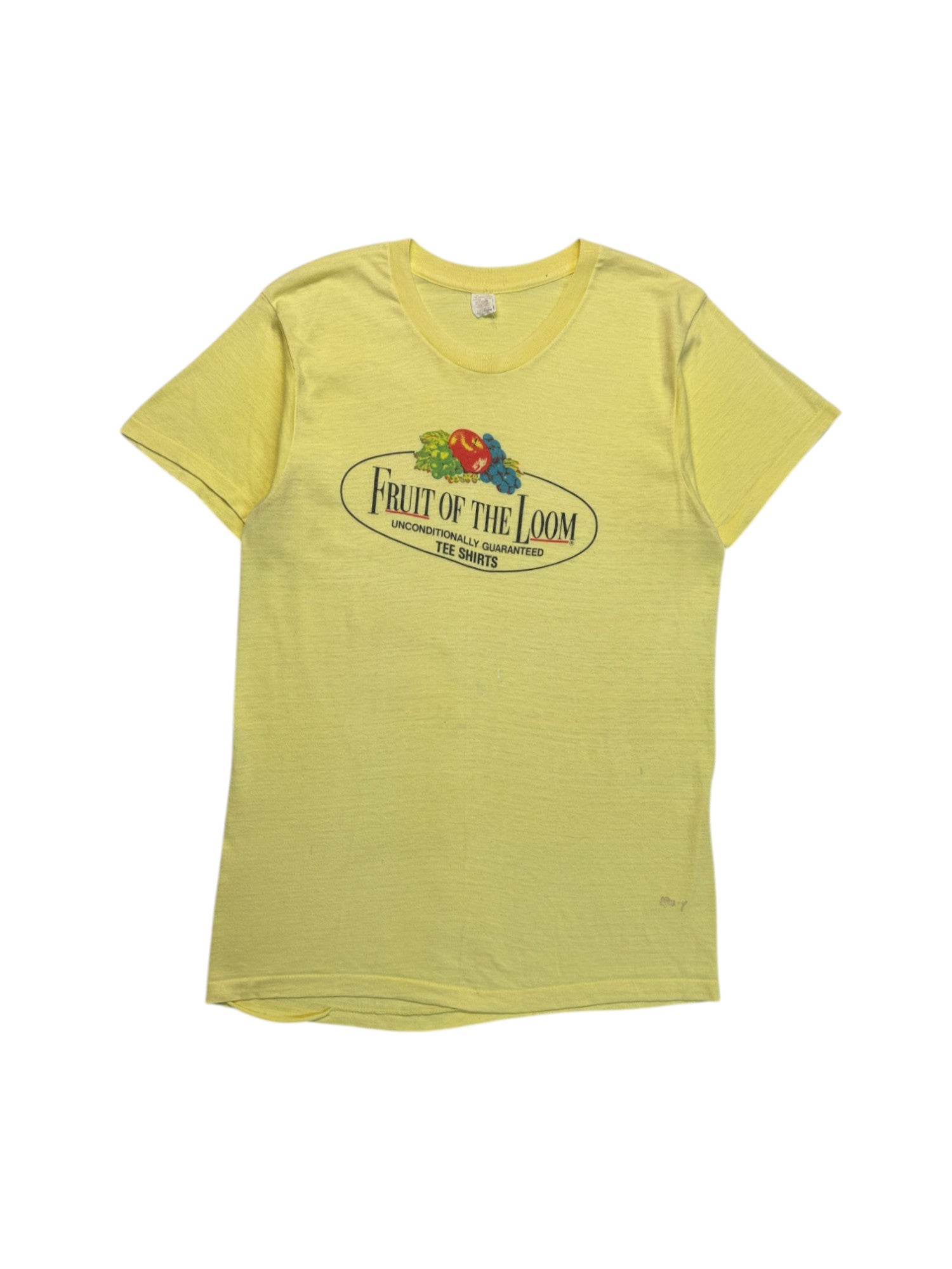 Vintage Fruit Of The Loom Shirt 80s Logo Print Made In USA Single Stitch Gelb L