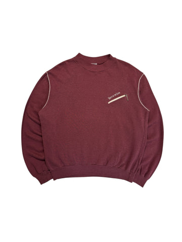 Vintage Fruit Of The Loom Sweater 80s Mit Brusttasche Dunkelrot L-XL