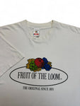 Vintage Fruit Of The Loom Shirt 90s Logo Print Made In Ireland Single Stitch Weiß L