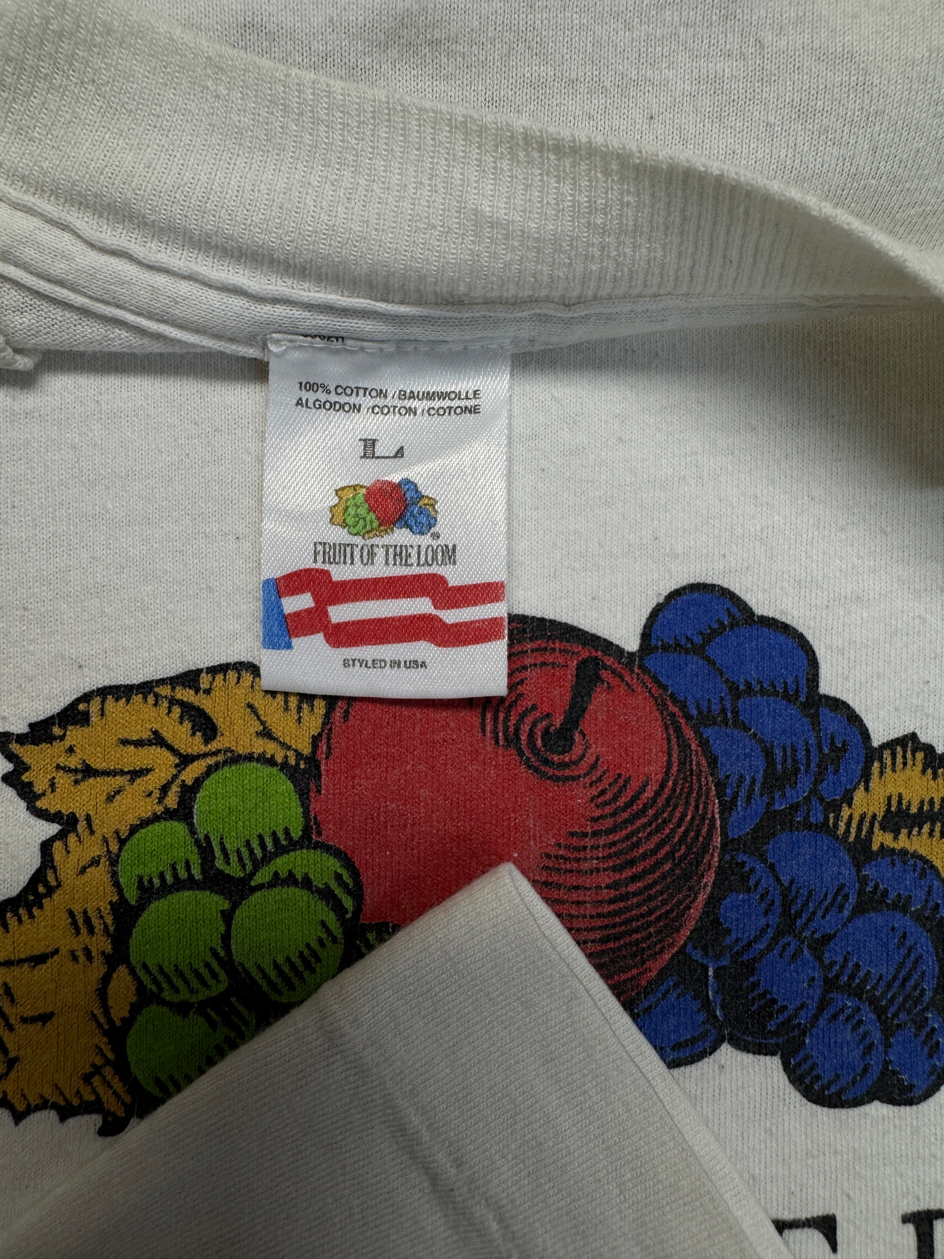 Vintage Fruit Of The Loom Shirt 90s Logo Print Made In Ireland Single Stitch Weiß L